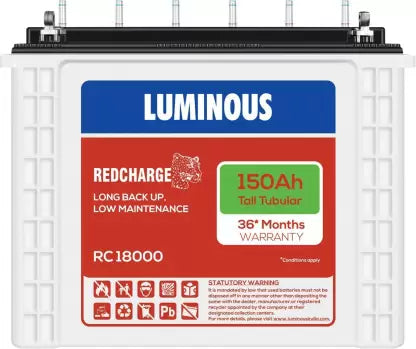 LUMINOUS Red Charge RC18000 150Ah Tall Tubular Battery Tubular Inverter Battery (150Ah)