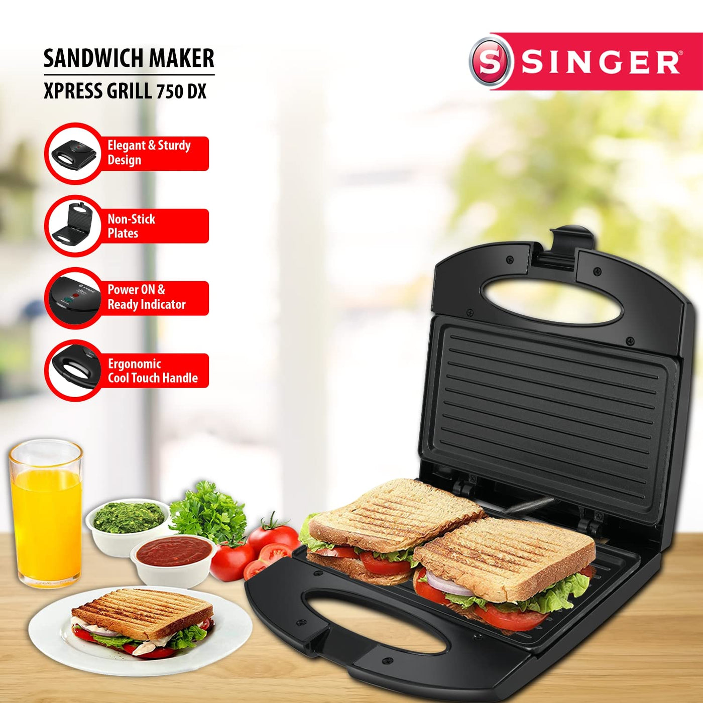 Buy Singer Xpress Grill 750-Watt Sandwich Toaster with Non-stick
