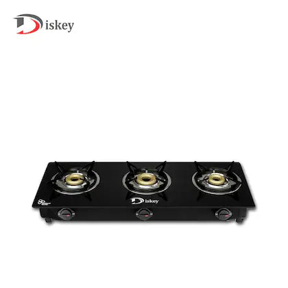 Diskey 3-Burner Gas Stove Top - Modern Glass Cooktop for Kitchen (3 Burner)