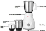 Fabiano 500W Mixer Grinder (White & Grey, 3 Jars)