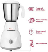 Fabiano 500W Mixer Grinder (White & Grey, 3 Jars)