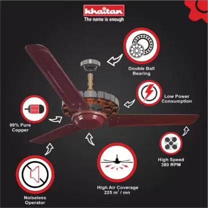 Khaitan FREEDOM 1 Star 1200 mm Energy Saving 3 Blade Ceiling Fan