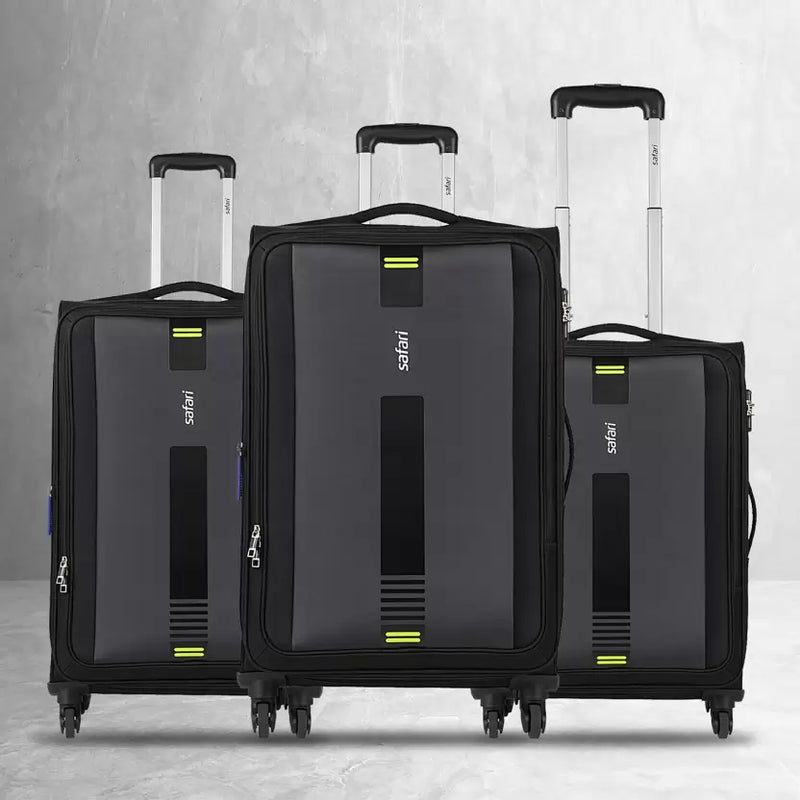 Buy SAFARI GAMMA 55 65 75 4W Expandable Check in Suitcase 30 inch 3 bag black colour Online Neverowned India