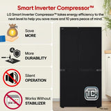 LG 650L Side by Side Refrigerator, Wi-Fi Convertible, DoorCooling+™, Smart Inverter Compressor, Black Mirror Finish, 3 Star (GLB257DBM3, 2025 Model)