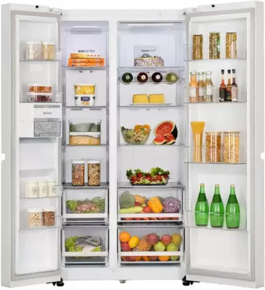 LG 650 L Frost Free Side by Side 5 Star Convertible Refrigerator with Smart Inverter Compressor, Premium Glass Door, Hygiene Fresh+ & DoorCooling+ (white, GL-B257DLW3)