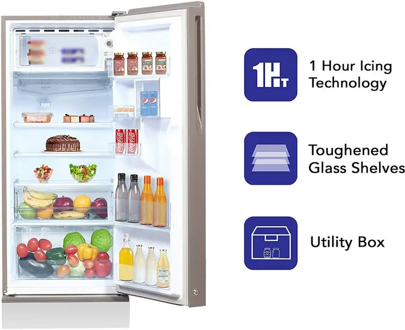 Haier 185 L Direct Cool Single Door 5 Star Refrigerator with Base Drawer (Mirror Glass, HRD-2105PMG-P)