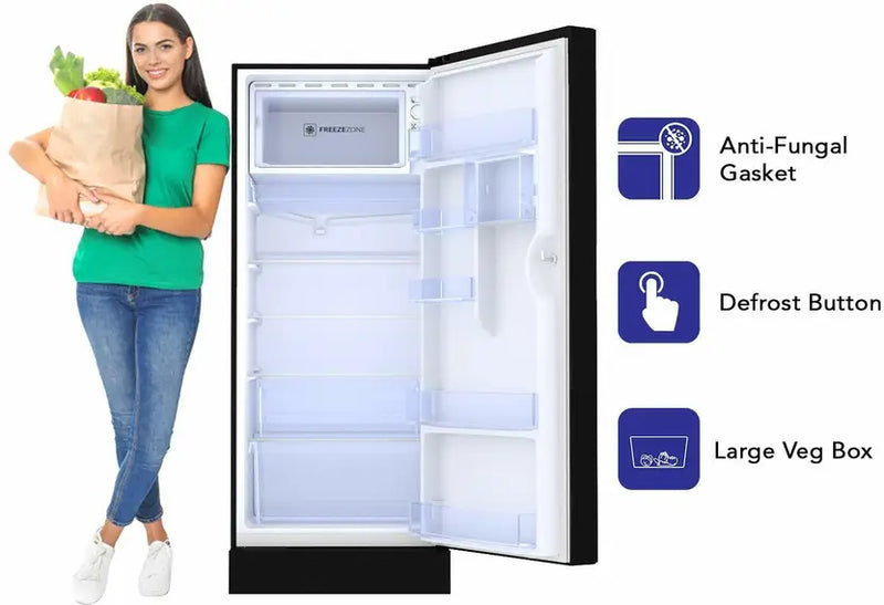 Haier 190 L Direct Cool Single Door 3 Star Refrigerator(Black Spiral Glass, HRD-2103PSG-P)