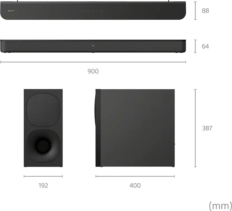 Sony HT-S400 2.1ch soundbar with Powerful Wireless subwoofer, S-Force PRO Front Surround Sound and Dolby Digital (330W, Wireless Connectivity, Bluetooth)
