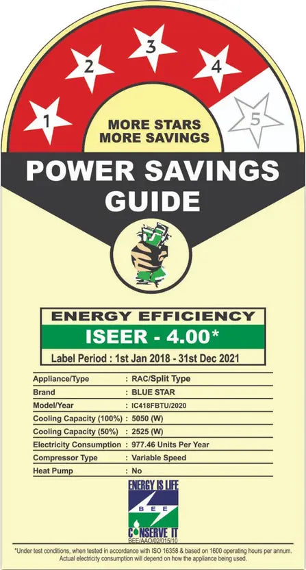 BLUESTAR SAC 1.5T 4SINV IC418FBTU