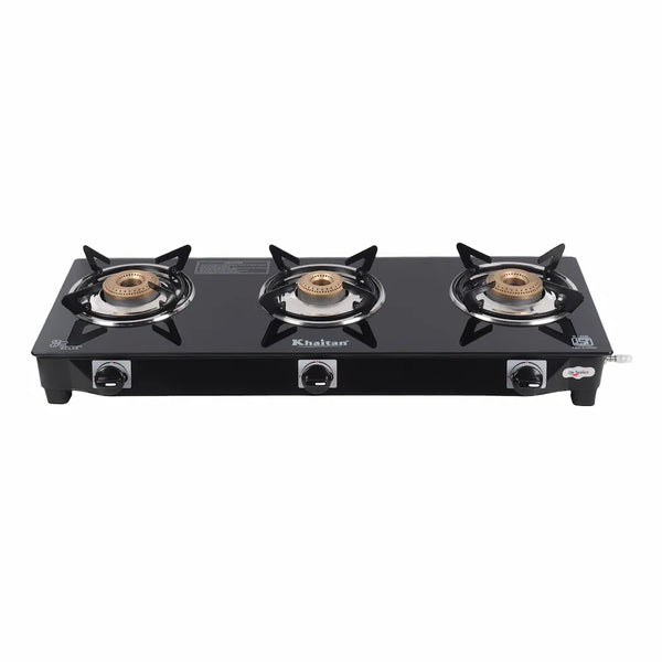 KHAITAN 3 BURNER GLASS GAS STOVE