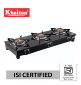 KHAITAN 3 BURNER GLASS GAS STOVE