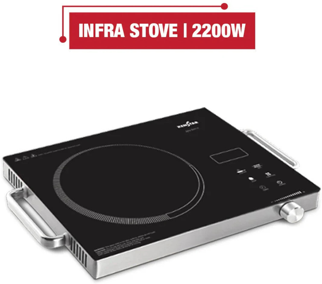 Kenstar 2200 W Radiant Cooktop Jog Dial, Touch Panel (Silver, Black, INFRA STOV 22)