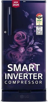 LG 185 L, 4 Star, Smart Inverter, Direct Cool Single Door Refrigerator (GLD1945ZOBE, Blue Euphoria, Base stand with Drawer)