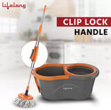 Lifelong Plastic Spin Floor Mop Set With Bucket & 360 Degree Spinner, Microfiber Refills Mop Set