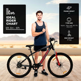 Ninety one Meraki 6Ah Battery 250Watts IP65 BLDC Motor Front Suspension | Alpha Red Black 27.5 inches Single Speed Lithium-ion (Li-ion) Electric Cycle