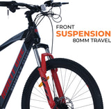 Ninety one Meraki 6Ah Battery 250Watts IP65 BLDC Motor Front Suspension | Alpha Red Black 27.5 inches Single Speed Lithium-ion (Li-ion) Electric Cycle