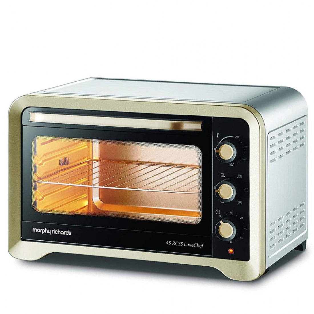 Morphy Richards RCSS LuxeChef 45 Litres Oven Toaster Griller (OTG) with Illuminated Chamber, Stainless Steel Body, Gold Matte Black