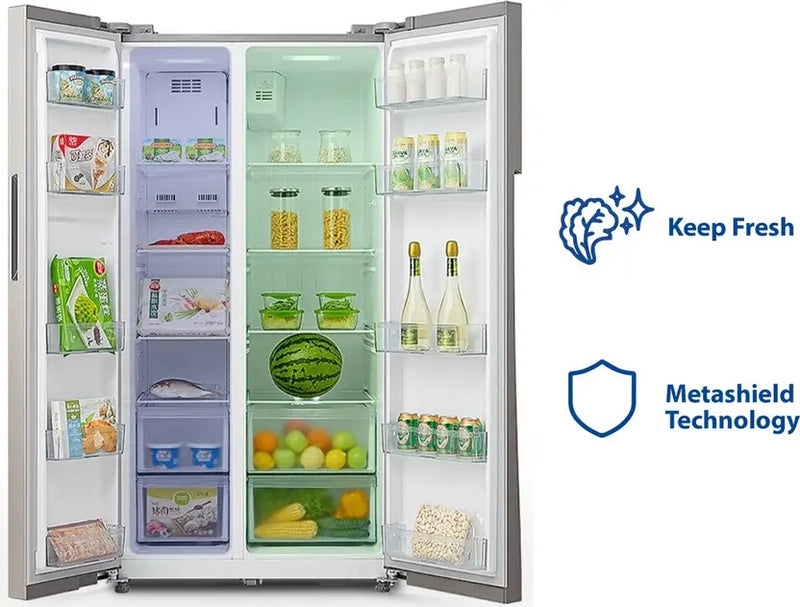 Midea 510 L Frost Free Side by Side Refrigerator (Stainless Steel Finish, MRFS5920SSLF)