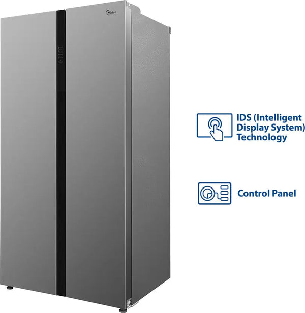 Midea 510L, frost free Side By Side Refrigerator with Inverter (MRFS5920SSLF, Silver, SS Finish)