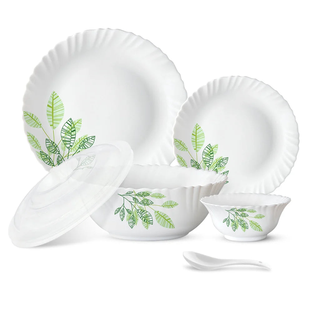 Larah by Borosil Pack of 34 Opalware Fauna Galaxy Series Dinner Set (Microwave Safe)