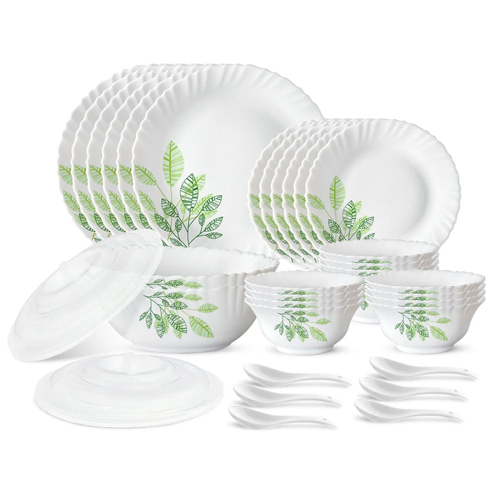 Larah by Borosil Pack of 34 Opalware Fauna Galaxy Series Dinner Set (Microwave Safe)