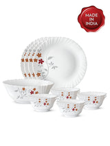 Larah by Borosil Pack of 34 Opalware Rosalie Galaxy Series Dinner Set (Microwave Safe)