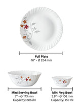 Larah by Borosil Pack of 34 Opalware Rosalie Galaxy Series Dinner Set (Microwave Safe)