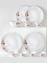 Larah by Borosil Pack of 34 Opalware Rosalie Galaxy Series Dinner Set (Microwave Safe)