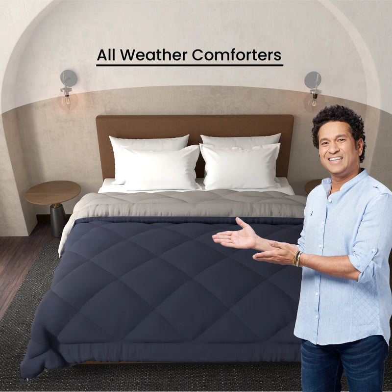 Livpure Comforter-Navy Blue-steel grey-Double:86x96 LSH-CFT-CFN211