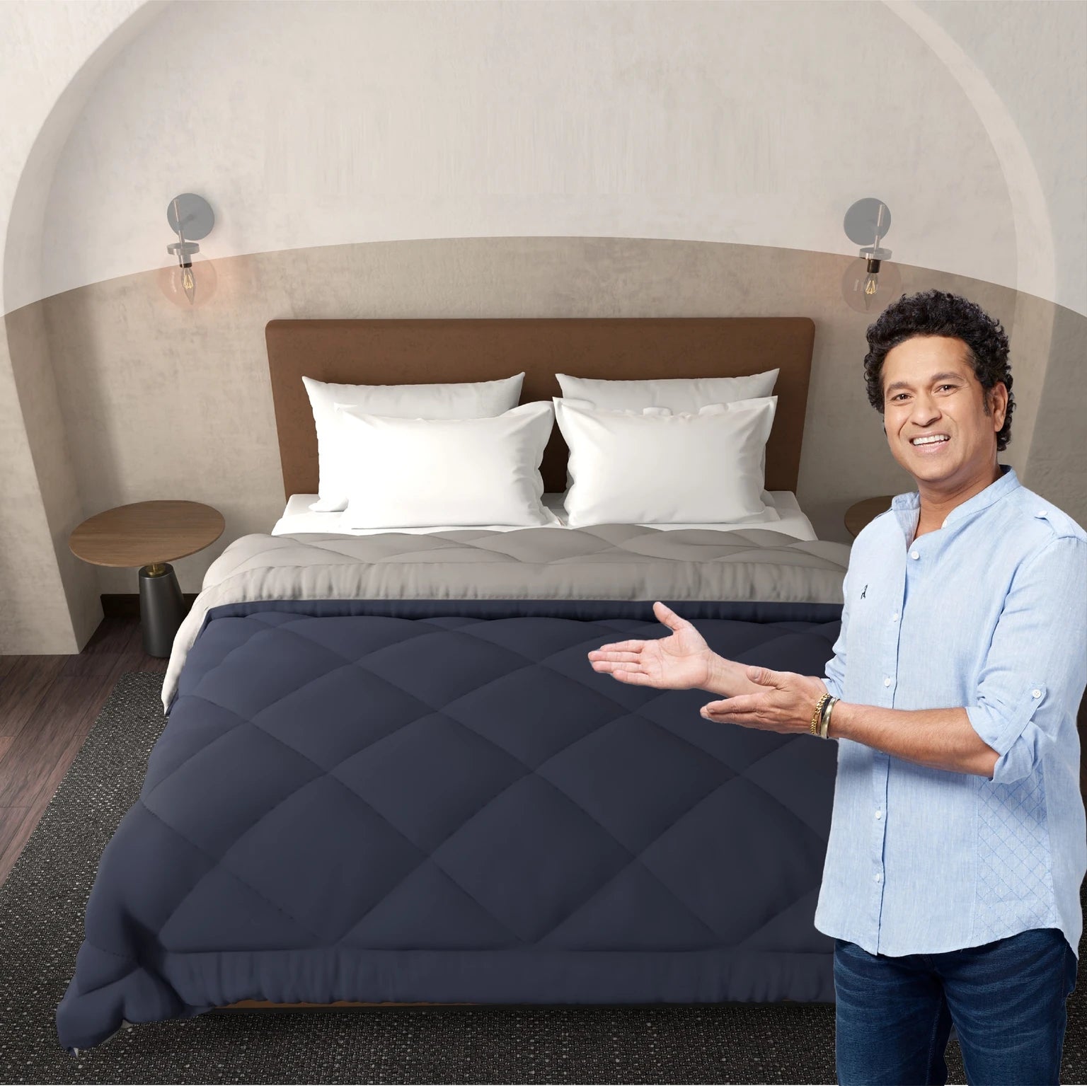 Livpure Comforter-Navy Blue-steel grey-Single:56x86 LSH-CFT-CFN111