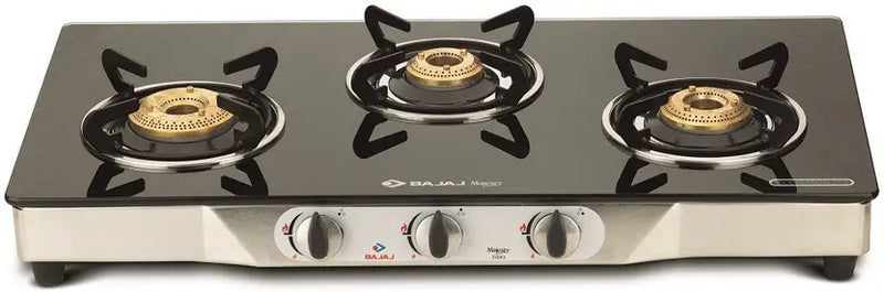 BAJAJ Majesty CGX3 Eco with AI Glass Manual Gas Stove (3 Burners)