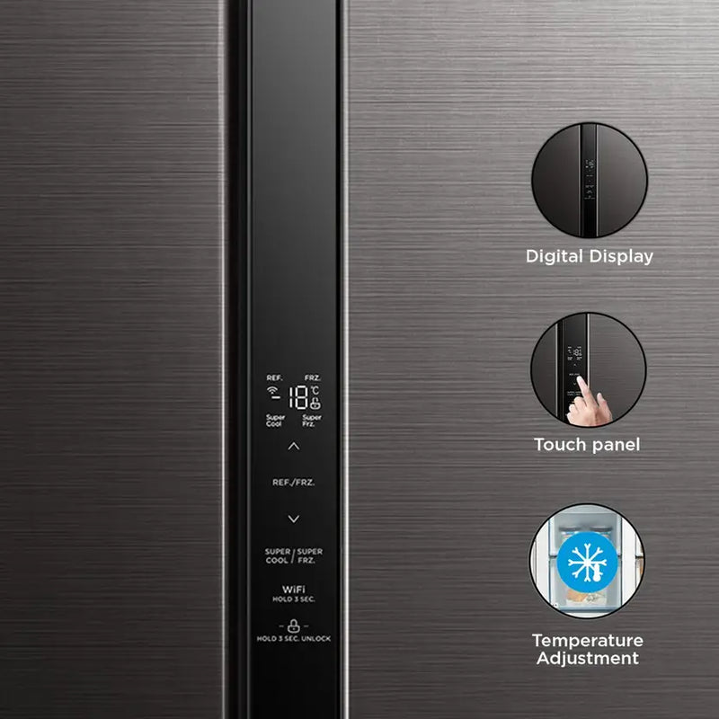 MDRS619FGG28IND, Midea , Side by Side ,482 L, Inverter, Black Jazz (open Box Like New)