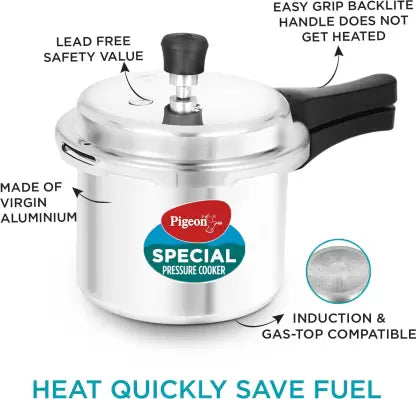 Pigeon by Stovekraft Special and 2 L, 3 L, 5 L Outer Lid Induction Bottom Pressure Cooker