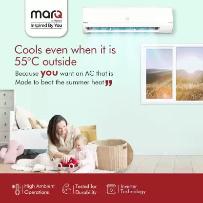 MarQ by Flipkart Convertible 4-in-1 Cooling 1.5 Ton 3 Star Split Inverter AC - White (153SIAA22NW, Copper Condenser)