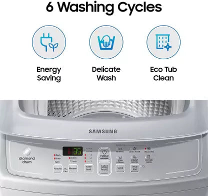 Samsung 7 kg Diamond Drum Fully Automatic Top Load Washing Machine Silver