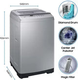 SAMSUNG 7 kg Diamond Drum Fully Automatic Top Load Washing Machine Silver