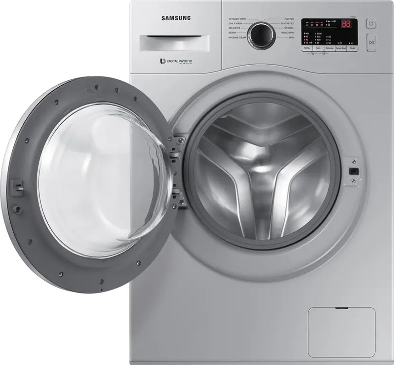 SAMSUNG 6 kg 5 Star With Hygiene Steam and Ceramic Heater Fully Automatic Front Load with In-built Heater Silver (Touched Up)