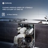 MOTOROLA MOTODW12PS Free Standing 12 Place Settings with UV Sterilisation, Flexi Rack, Low Decibel Wash Dishwasher