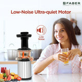 Faber Cold Press Slow Juicer FSJ 150 R, 150W, fruits, vegetables and leafy greens juicing, nut milk extraction, multiple juices at one touch||150W||2 year warranty || 60 RPM slow juice motor, Black
