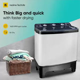 realme TechLife 7 kg 5 Star Rating Semi Automatic Top Load White, Black