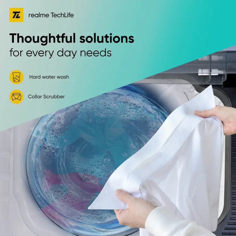 realme TechLife 7 kg 5 Star rating Semi Automatic Top Load Washing Machine White, Black (Touched Up)