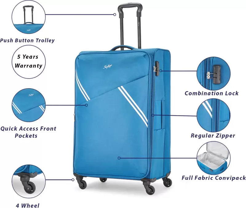 SKYBAGS TRICK 4W EXP STR (E) 80 BLUE Check-in Suitcase 4 Wheels - 31 inch