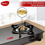 Pigeon Combo - Brunet Cooktop + Flat tawa 250 + Fry Pan 240 Glass Manual Gas Stove 2 Burner