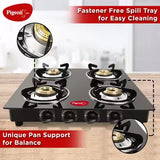 Pigeon Brunet Stainless Steel, Glass Manual Gas Stove  (4 Burners)