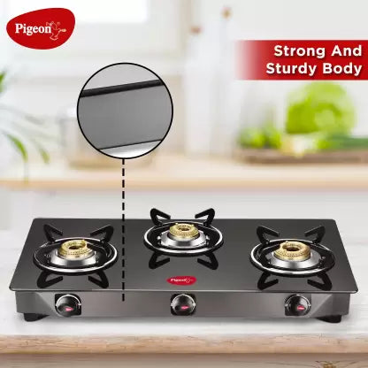 Pigeon gas stove 3 deals burner stainless steel