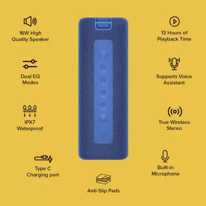 Mi Portable 16W, Upto 13hrs Playback,Dual EQ Mode,IPX7 16 W Bluetooth Speaker