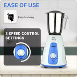 Inalsa Polo 2 550 W Mixer Grinder (2 Jars, White, Blue)