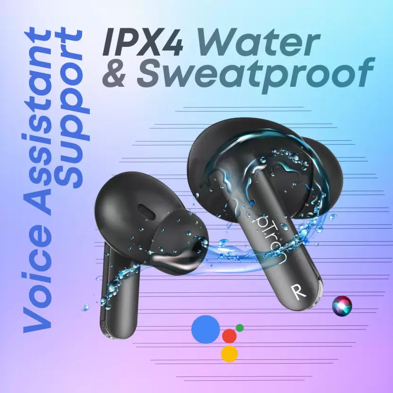 PTron Basspods P81 TWS Earbuds, 32H Playtime, Deep Bass, Stereo Calls, BT5.1, Type-C Bluetooth Headset  (Black, In the Ear)