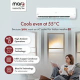 MarQ by Flipkart 2023 Range 1.5 Ton 4 Star Split Inverter 4-in-1 Convertible with Turbo Cool Technology AC - White (155SIAA22W.