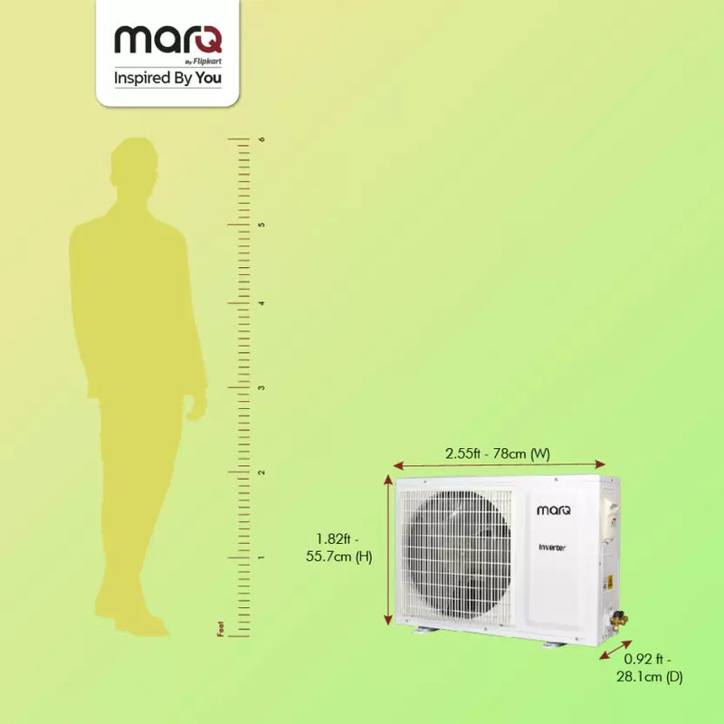 MarQ by Flipkart 2023 Range 1.5 Ton 4 Star Split Inverter 4-in-1 Convertible with Turbo Cool Technology AC - White (155SIAA22W.